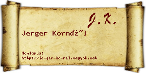 Jerger Kornél névjegykártya